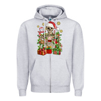 Heather Grey Skeleton Christmas Element Snowman Awda Zipper Hoodie - BundleAndBundleShop