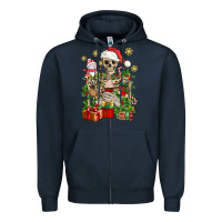 Navy Skeleton Christmas Element Snowman Awda Zipper Hoodie - BundleAndBundleShop