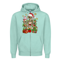 Seafoam Skeleton Christmas Element Snowman Awda Zipper Hoodie - BundleAndBundleShop