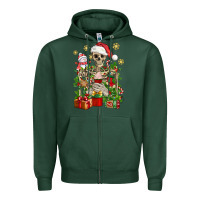 Sports Green Skeleton Christmas Element Snowman Awda Zipper Hoodie - BundleAndBundleShop