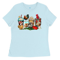 Baby Blue rooster coffee cups Ladies Tee - Zillion Design Studio