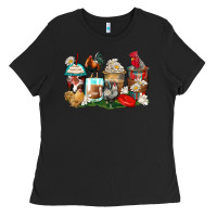 Black rooster coffee cups Ladies Tee - Zillion Design Studio
