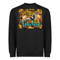Black Western Teacher Pencil With Sunflowers Heavyweight Sweatshirt - LillyAllenDesigns