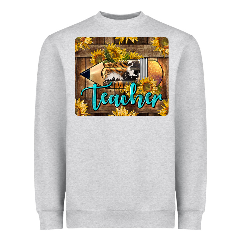 Western Teacher Pencil With Sunflowers Heavyweight Sweatshirt by LillyAllenDesigns | Teevron