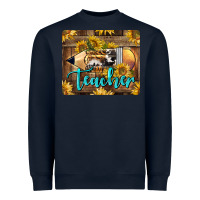 Navy Western Teacher Pencil With Sunflowers Heavyweight Sweatshirt - LillyAllenDesigns