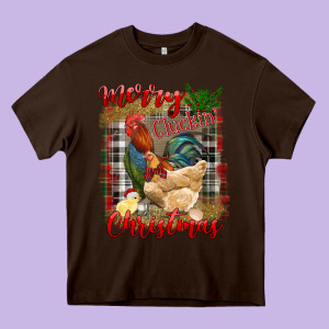 Merry Cluckin' Christmas Heavy Core Tee Designed By Ranaportraitstore
