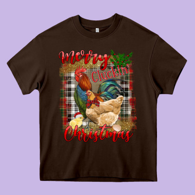 Merry Cluckin' Christmas Heavy Core Tee Designed By Ranaportraitstore
