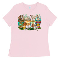 Bubblegum Pink goats coffee cups Ladies Tee - Zillion Design Studio