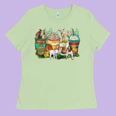 Goats Coffee Cups Ladies Tee Designed By Zillion Design Studio