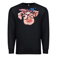 Black american flag with pig Premium Sweatshirt - RanaPortraitStore