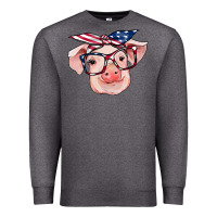 Charcoal Heather american flag with pig Premium Sweatshirt - RanaPortraitStore