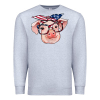 Heather Grey american flag with pig Premium Sweatshirt - RanaPortraitStore