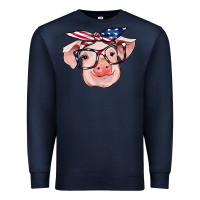 Navy american flag with pig Premium Sweatshirt - RanaPortraitStore