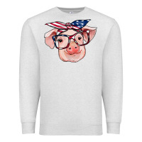 Oatmeal Heather american flag with pig Premium Sweatshirt - RanaPortraitStore
