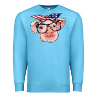 Ocean Blue american flag with pig Premium Sweatshirt - RanaPortraitStore