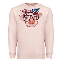 Pale Pink american flag with pig Premium Sweatshirt - RanaPortraitStore
