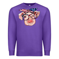Purple american flag with pig Premium Sweatshirt - RanaPortraitStore