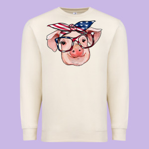 American Flag With Pig Premium Sweatshirt Designed By Ranaportraitstore
