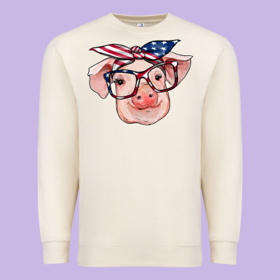 American Flag With Pig Premium Sweatshirt Designed By Ranaportraitstore