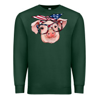 Sports Green american flag with pig Premium Sweatshirt - RanaPortraitStore