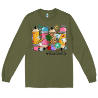 Army Green teacher life pencils Long Sleeve Tee - MaliasSmallBusiness