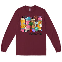 Burgundy teacher life pencils Long Sleeve Tee - MaliasSmallBusiness