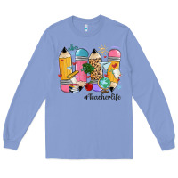 Colony Blue teacher life pencils Long Sleeve Tee - MaliasSmallBusiness