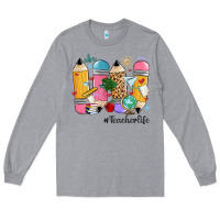 Heather Grey teacher life pencils Long Sleeve Tee - MaliasSmallBusiness