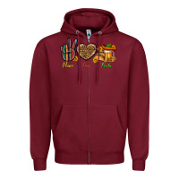 Burgundy Peace Love Fiesta Zipper Hoodie - BundleAndBundleShop