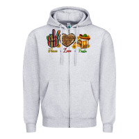 Heather Grey Peace Love Fiesta Zipper Hoodie - BundleAndBundleShop