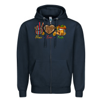 Navy Peace Love Fiesta Zipper Hoodie - BundleAndBundleShop