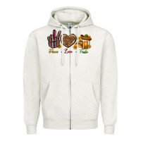 Oatmeal Heather Peace Love Fiesta Zipper Hoodie - BundleAndBundleShop