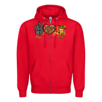 Red Peace Love Fiesta Zipper Hoodie - BundleAndBundleShop
