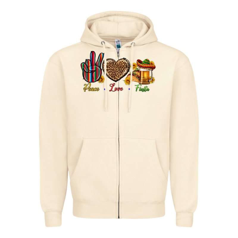 Peace Love Fiesta Zipper Hoodie by BundleAndBundleShop | Teevron