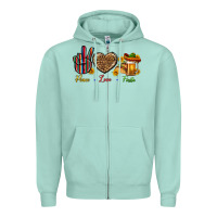 Seafoam Peace Love Fiesta Zipper Hoodie - BundleAndBundleShop