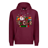 Burgundy teacher Christmas Premium Hoodie - JahusDesignShop