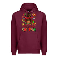 Burgundy santas favorite cat mom Premium Hoodie - texasbilliewilder