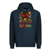 Navy santas favorite cat mom Premium Hoodie - texasbilliewilder