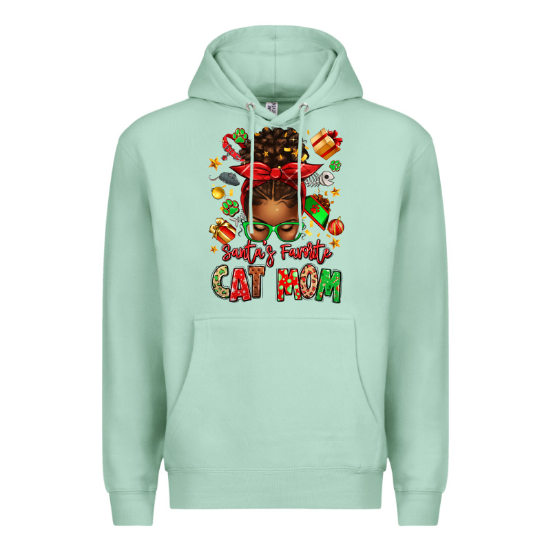 Santas Favorite Cat Mom Premium Hoodie by texasbilliewilder | Teevron