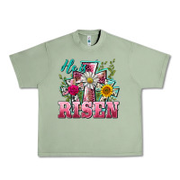 Oil Green he is risen cross easter Urban Heavy Tee - BarkalooDesign
