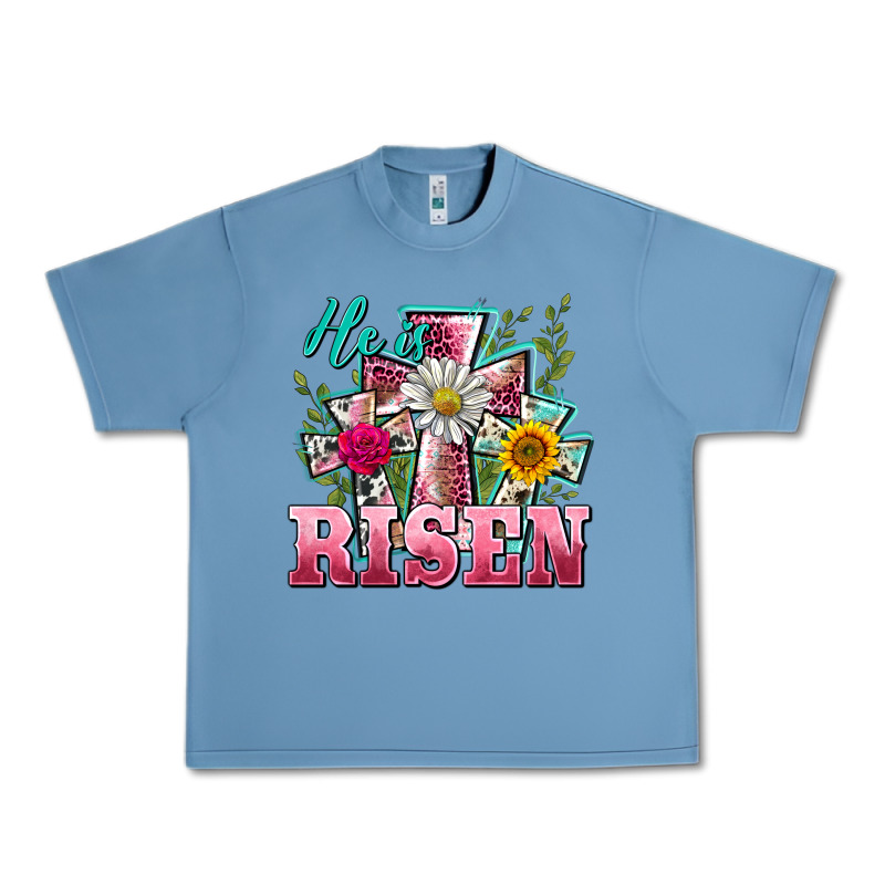 He Is Risen Cross Easter Urban Heavy Tee by BarkalooDesign | Teevron