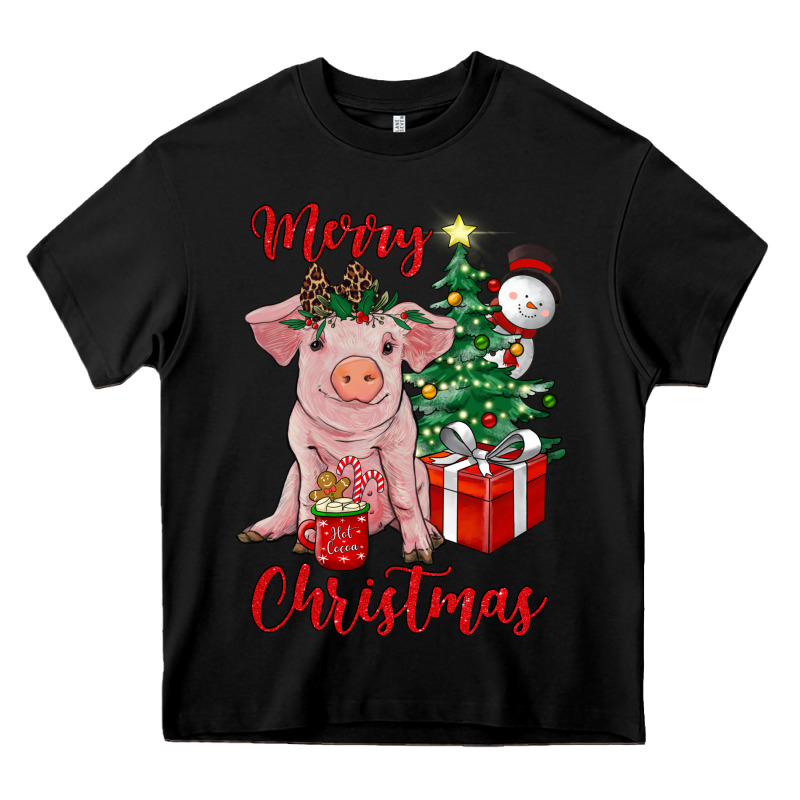 Merry Christmas Pig Heavy Core Tee by RanaPortraitStore | Teevron