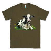 Army Green holstein cow sitting Classic Tee - LillyAllenDesigns