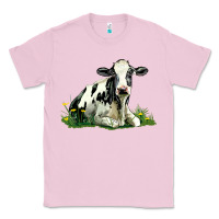 Bubblegum Pink holstein cow sitting Classic Tee - LillyAllenDesigns