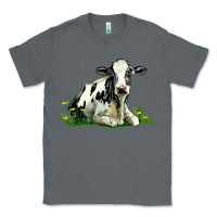 Charcoal Heather holstein cow sitting Classic Tee - LillyAllenDesigns