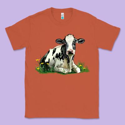 Holstein Cow Sitting Classic Tee Designed By Lillyallendesigns