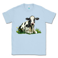 Dusty Blue holstein cow sitting Classic Tee - LillyAllenDesigns