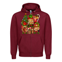 Burgundy Christmas Elf Truck Zipper Hoodie - BundleAndBundleShop