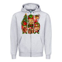 Heather Grey Christmas Elf Truck Zipper Hoodie - BundleAndBundleShop