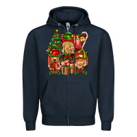 Navy Christmas Elf Truck Zipper Hoodie - BundleAndBundleShop